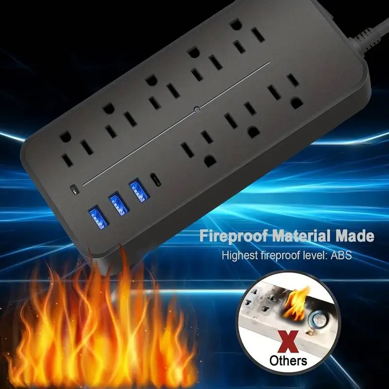 Power Strip Surge Protector - 8 Outlets, 3 USB Ports & 1 USB-C Port