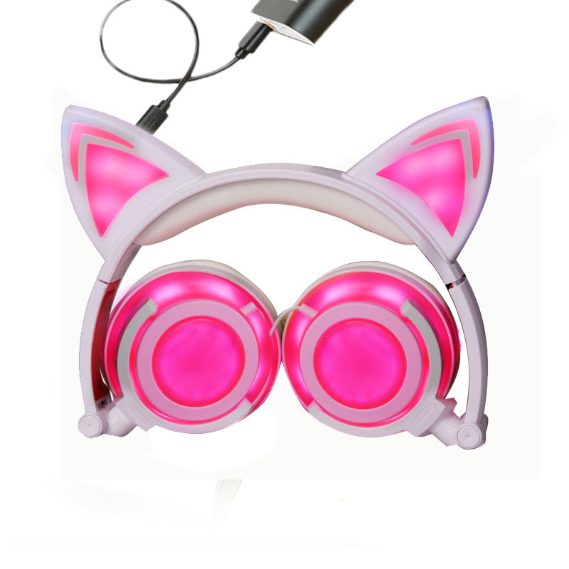 Cat Ear Headphones with Light and Foldable Design