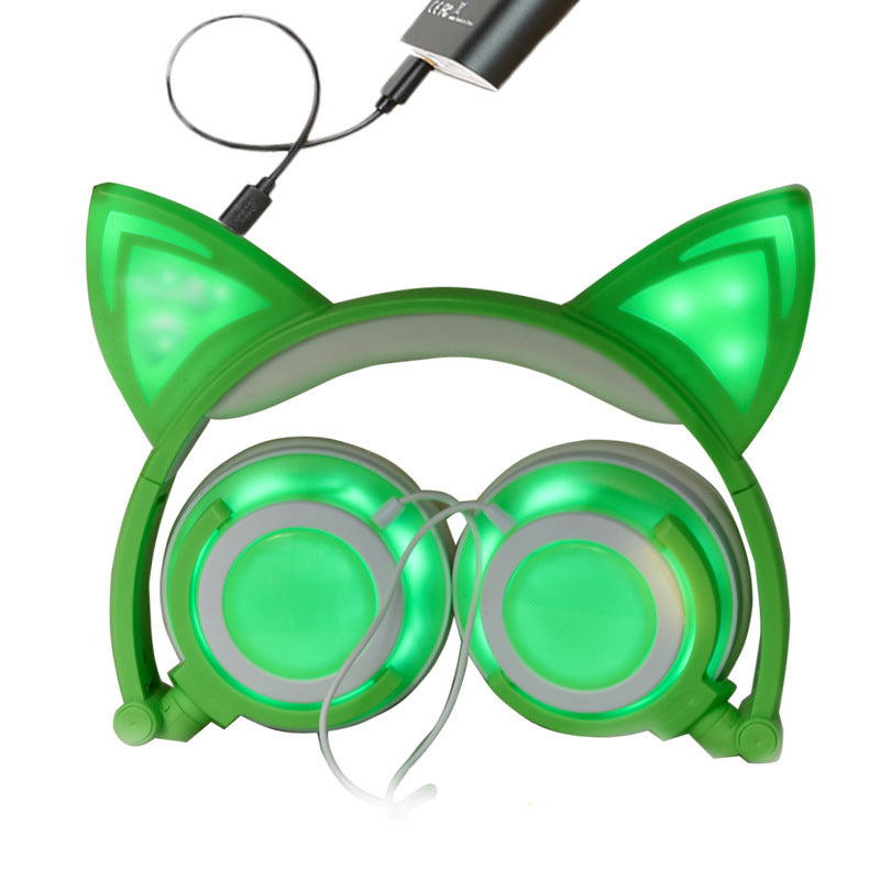 Cat Ear Headphones with Light and Foldable Design