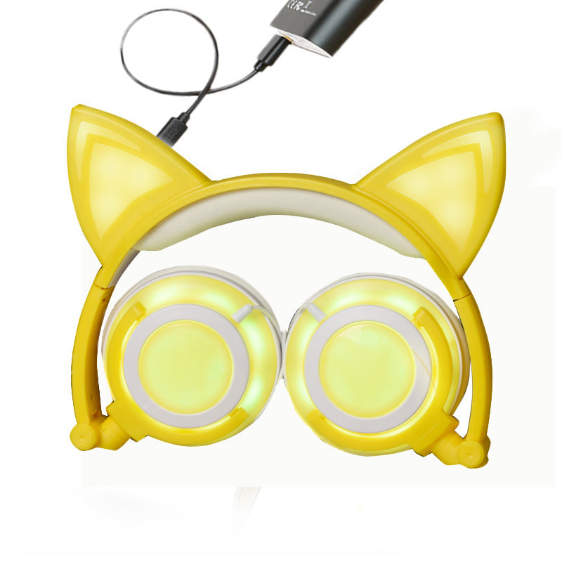 Cat Ear Headphones with Light and Foldable Design