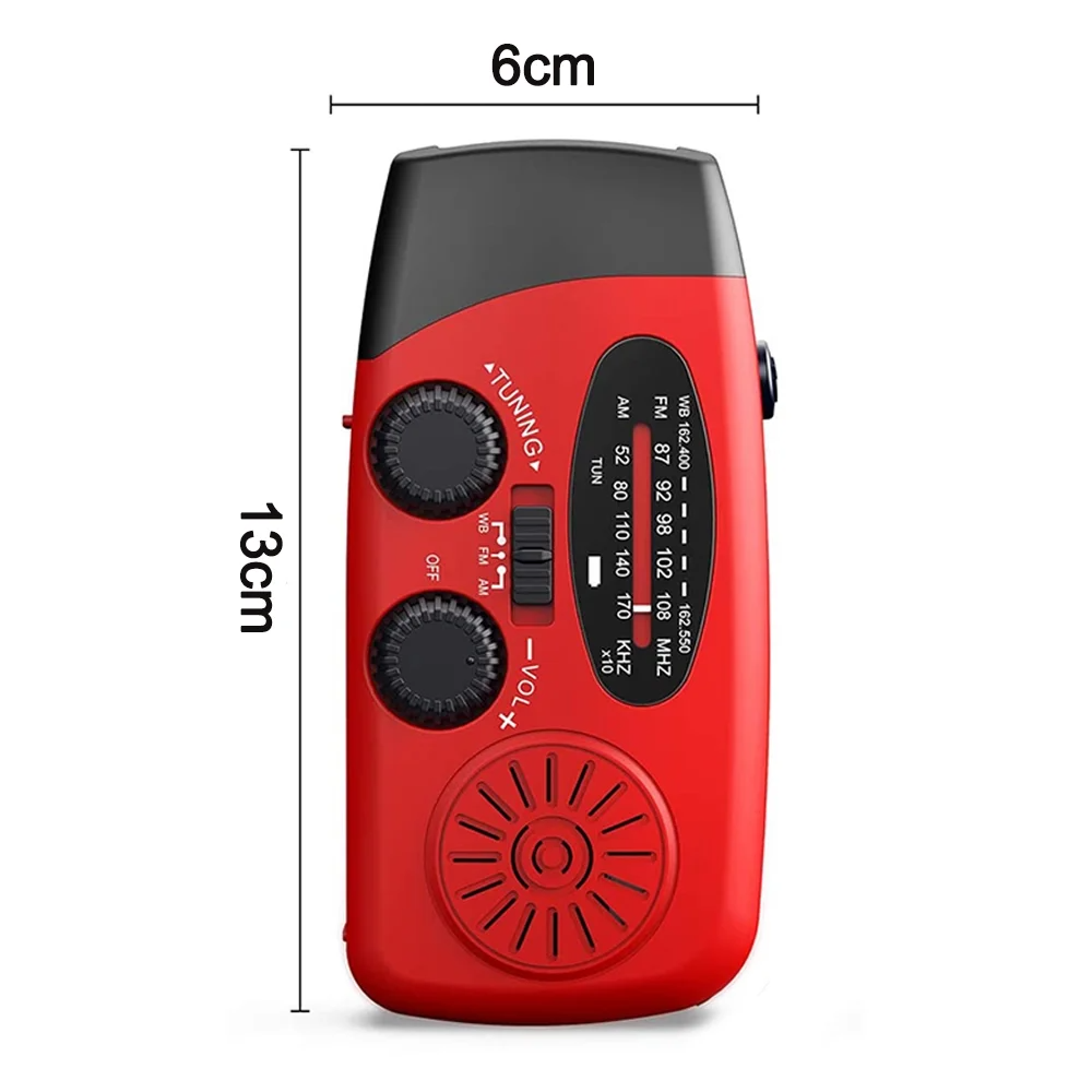 Emergency Radio Crank Solar Hand Weather 1000mAh Power Bank Charger Flash Light